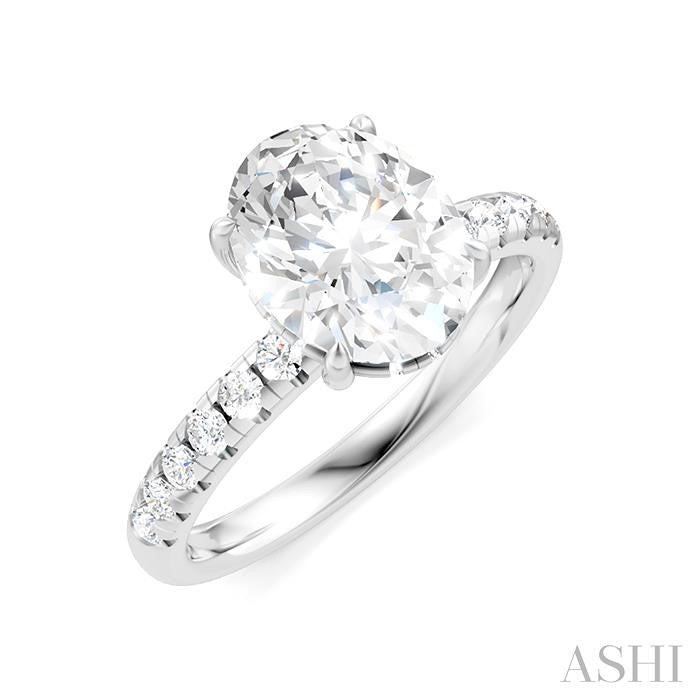 ASHI Oval Shape Semi-Mount Diamond Engagement Ring 191A5PPFHWG-SM-OV2
