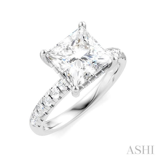 ASHI Princess Shape Semi-Mount Diamond Engagement Ring 191A5PPFHWG-SM-PN2