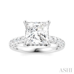 ASHI Princess Shape Semi-Mount Diamond Engagement Ring 191A5PPFHWG-SM-PN2