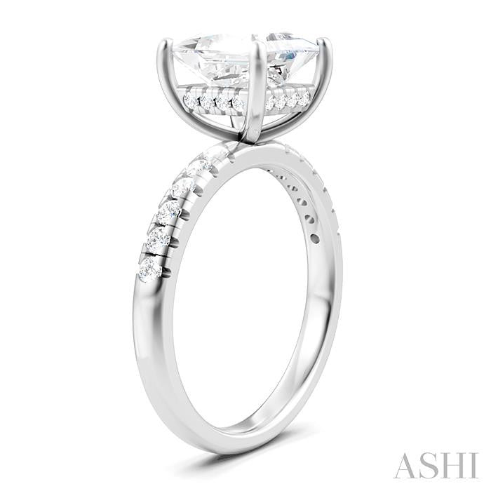 ASHI Princess Shape Semi-Mount Diamond Engagement Ring 191A5PPFHWG-SM-PN2