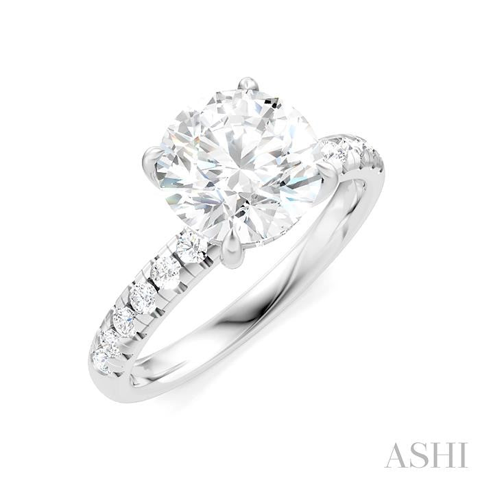 ASHI Round Shape Semi-Mount Diamond Engagement Ring 191A5PPFHWG-SM-RD2