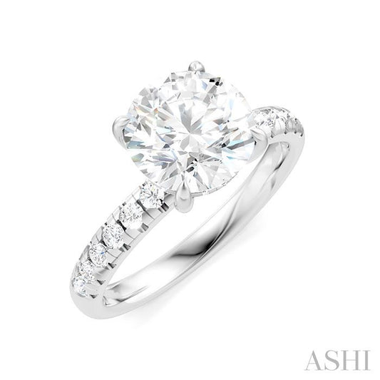 ASHI Round Shape Semi-Mount Diamond Engagement Ring 191A5PPFHWG-SM-RD2