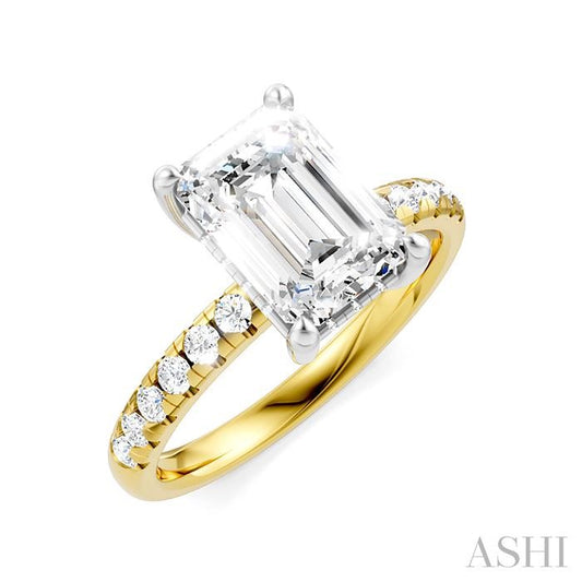 ASHI Emerald Shape Semi-Mount Diamond Engagement Ring 191A5PPFHYW-SM-EM2