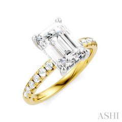 ASHI Emerald Shape Semi-Mount Diamond Engagement Ring 191A5PPFHYW-SM-EM2