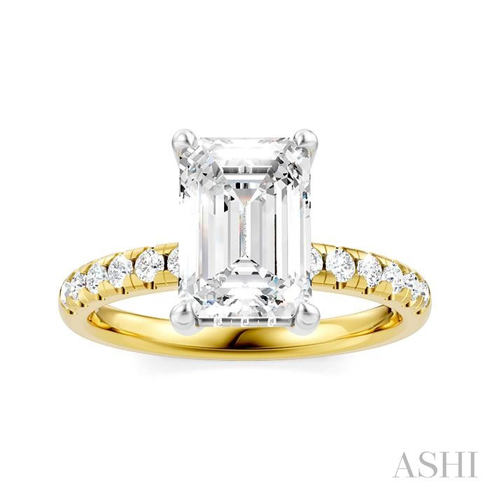ASHI Emerald Shape Semi-Mount Diamond Engagement Ring 191A5PPFHYW-SM-EM2