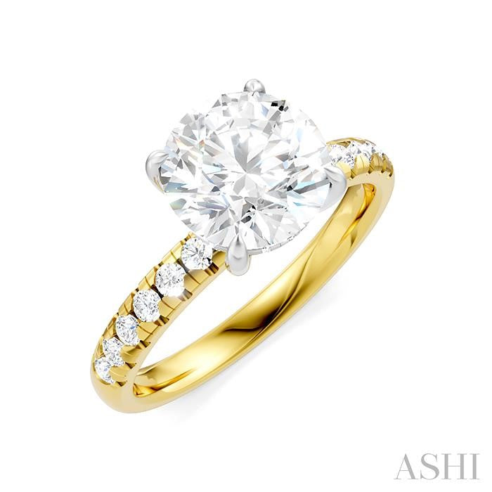 ASHI Round Shape Semi-Mount Diamond Engagement Ring 191A5PPFHYW-SM-RD2