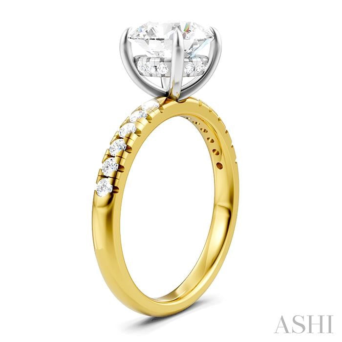 ASHI Round Shape Semi-Mount Diamond Engagement Ring 191A5PPFHYW-SM-RD2
