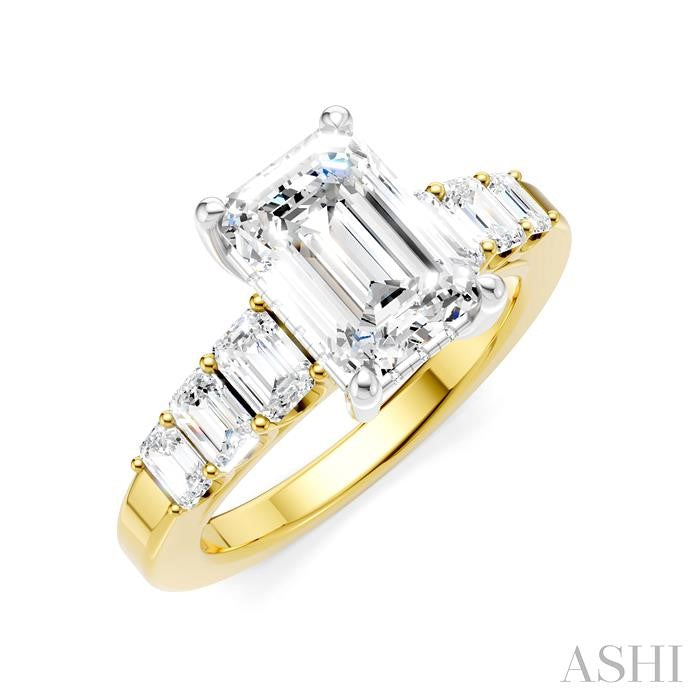 ASHI Emerald Shape Semi-Mount Diamond Engagement Ring 191B1PPFHYW-SM-EM2
