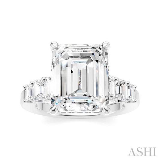 ASHI Emerald Shape Semi-Mount Diamond Engagement Ring 191BBPPFHWG-SM-EM4