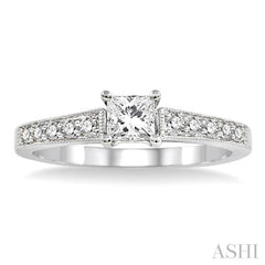 ASHI Princess Shape Semi-Mount Diamond Engagement Ring 19208PPFVWG-SM