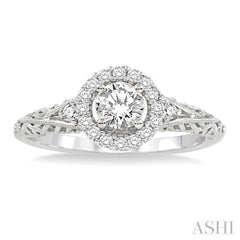 ASHI Round Shape Halo Diamond Engagement Ring 19223PPFVWG-LE