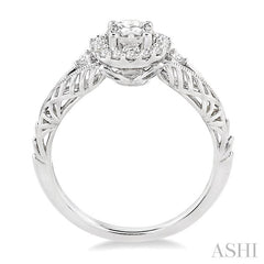 ASHI Round Shape Halo Diamond Engagement Ring 19223PPFVWG-LE