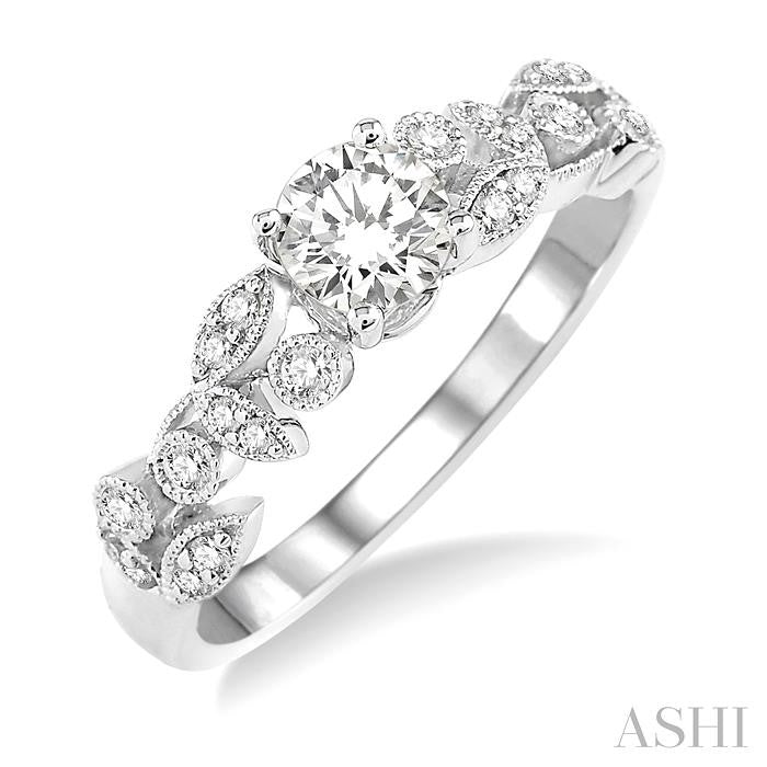 ASHI Round Shape Semi-Mount Diamond Engagement Ring 19288PPFVWG-SM