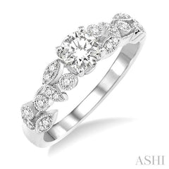 ASHI Round Shape Semi-Mount Diamond Engagement Ring 19288PPFVWG-SM