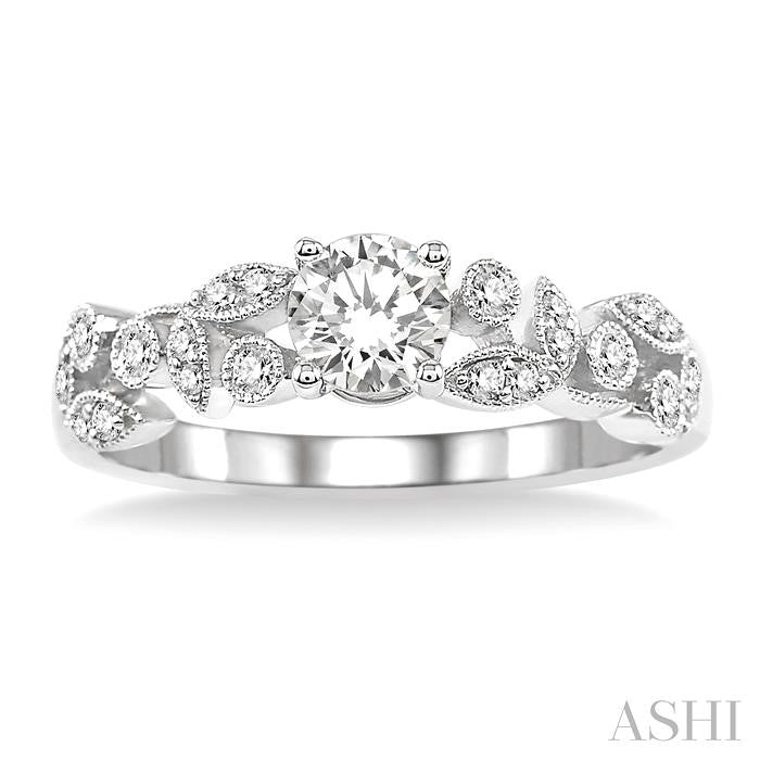 ASHI Round Shape Semi-Mount Diamond Engagement Ring 19288PPFVWG-SM