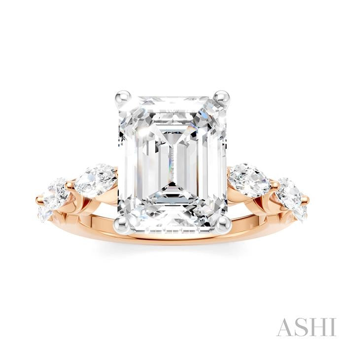 ASHI Emerald Shape Semi-Mount Diamond Engagement Ring 192A1PPFHPW-SM-EM3
