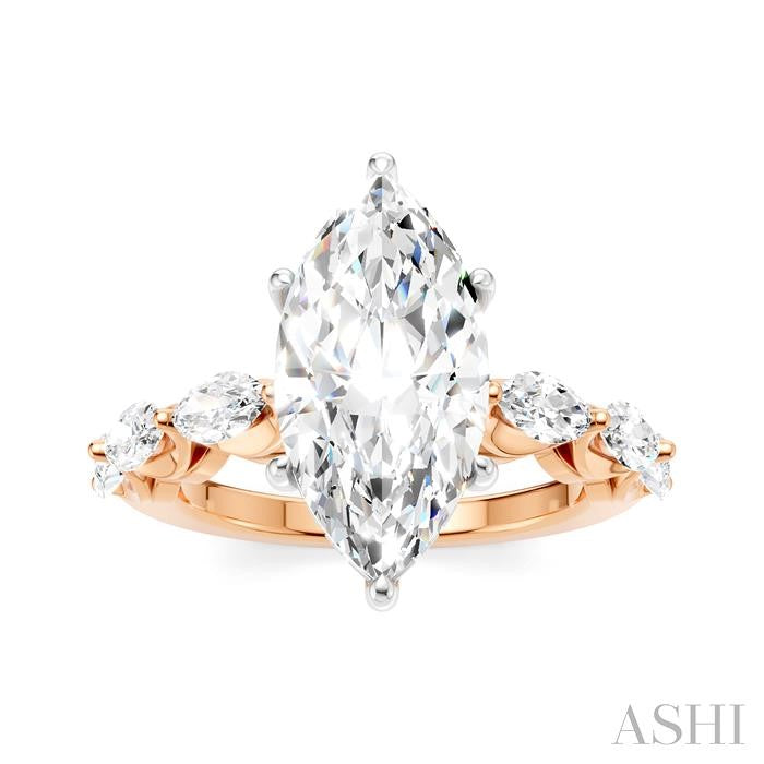 ASHI Marquise Shape Semi-Mount Diamond Engagement Ring 192A1PPFHPW-SM-MQ3