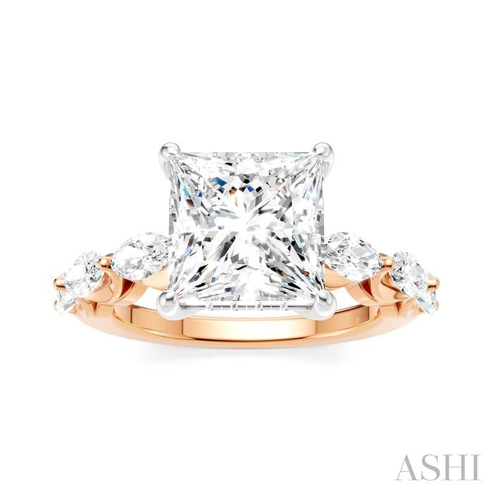 ASHI Princess Shape Semi-Mount Diamond Engagement Ring 192A1PPFHPW-SM-PN3