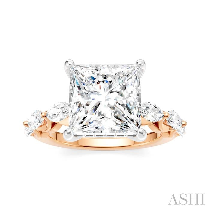 ASHI Princess Shape Semi-Mount Diamond Engagement Ring 192A1PPFHPW-SM-PN4