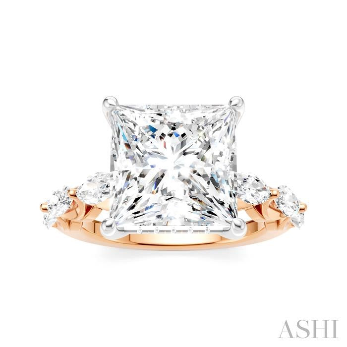 ASHI Princess Shape Semi-Mount Diamond Engagement Ring 192A1PPFHPW-SM-PN5