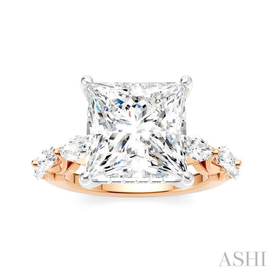 ASHI Princess Shape Semi-Mount Diamond Engagement Ring 192A1PPFHPW-SM-PN5