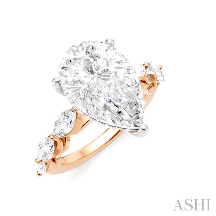 ASHI Pear Shape Semi-Mount Diamond Engagement Ring 192A1PPFHPW-SM-PR4