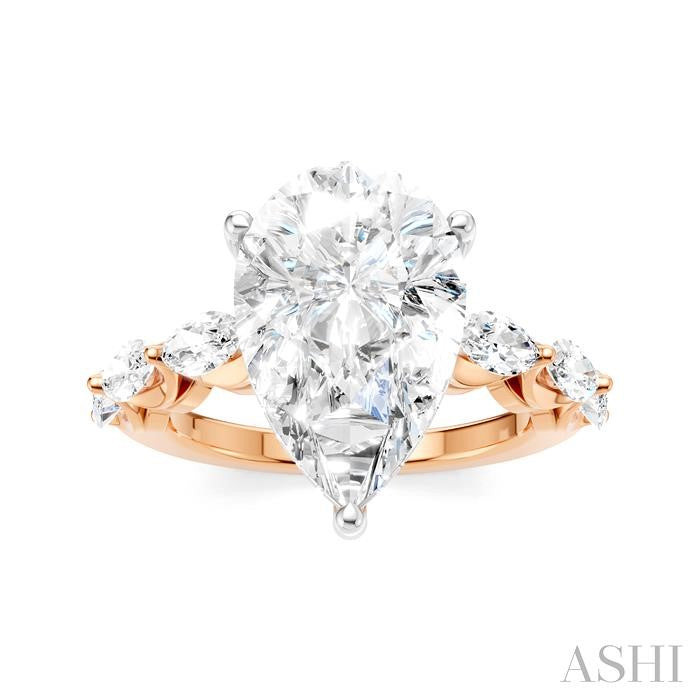 ASHI Pear Shape Semi-Mount Diamond Engagement Ring 192A1PPFHPW-SM-PR4