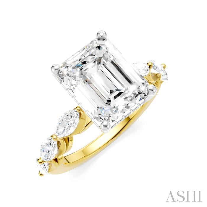 ASHI Emerald Shape Semi-Mount Diamond Engagement Ring 192A1PPFHYW-SM-EM3