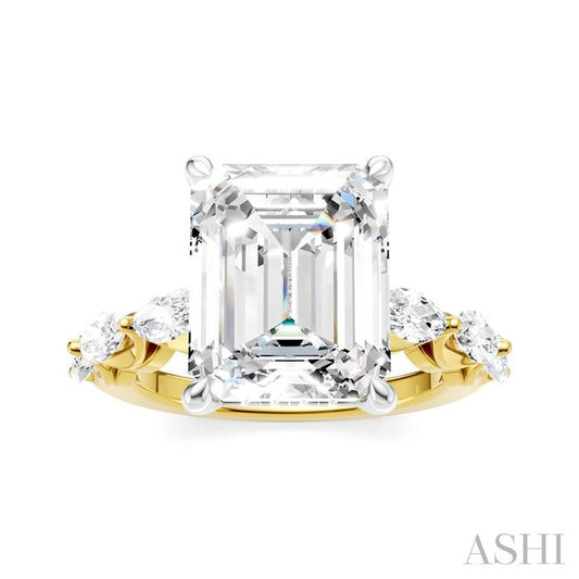 ASHI Emerald Shape Semi-Mount Diamond Engagement Ring 192A1PPFHYW-SM-EM4