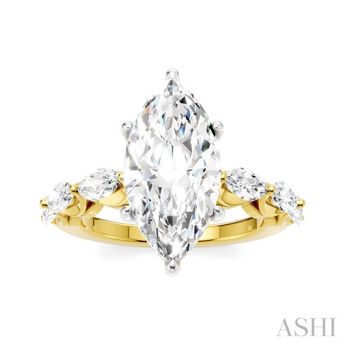 ASHI Marquise Shape Semi-Mount Diamond Engagement Ring 192A1PPFHYW-SM-MQ3