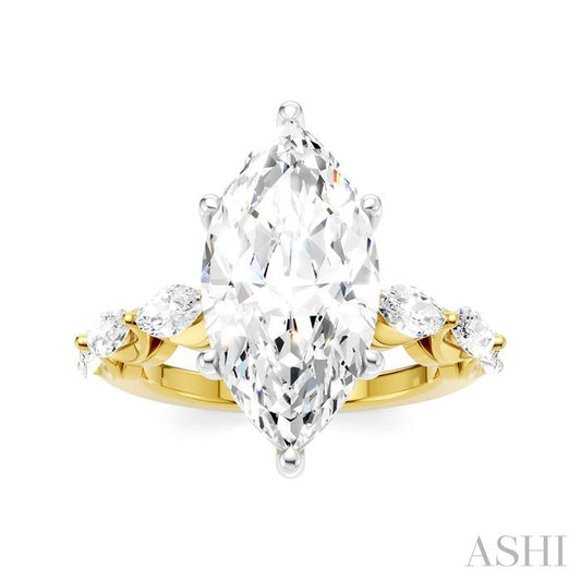 ASHI Marquise Shape Semi-Mount Diamond Engagement Ring 192A1PPFHYW-SM-MQ4