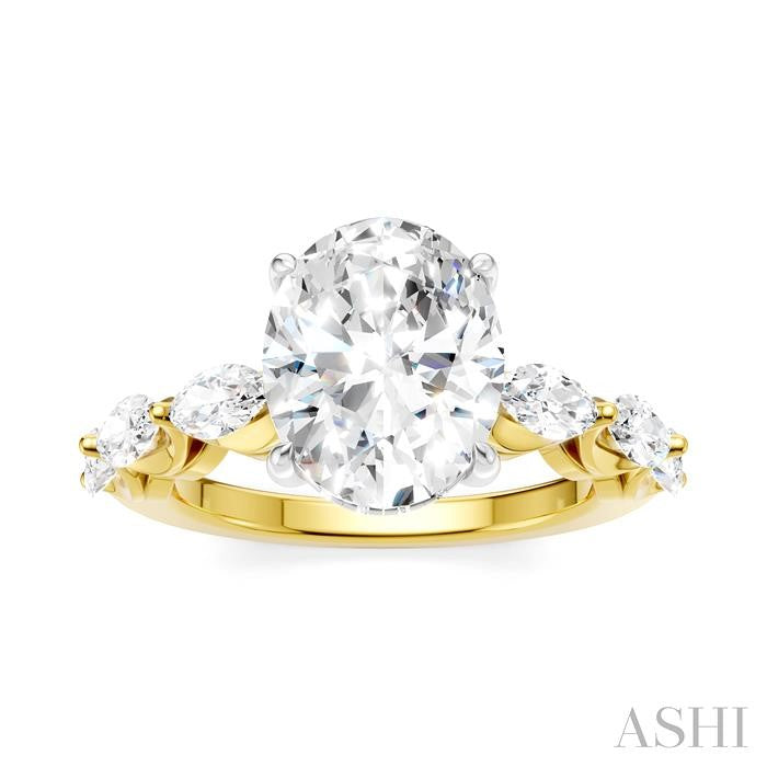 ASHI Oval Shape Semi-Mount Diamond Engagement Ring 192A1PPFHYW-SM-OV3