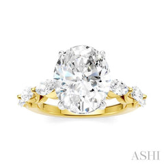 ASHI Oval Shape Semi-Mount Diamond Engagement Ring 192A1PPFHYW-SM-OV4