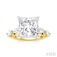 ASHI Princess Shape Semi-Mount Diamond Engagement Ring 192A1PPFHYW-SM-PN4