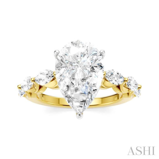 ASHI Pear Shape Semi-Mount Diamond Engagement Ring 192A1PPFHYW-SM-PR3