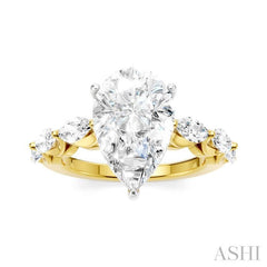 ASHI Pear Shape Semi-Mount Diamond Engagement Ring 192A1PPFHYW-SM-PR3