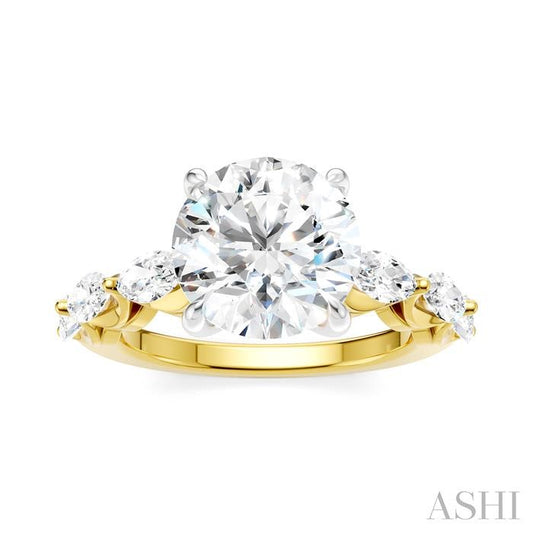 ASHI Round Shape Semi-Mount Diamond Engagement Ring 192A1PPFHYW-SM-RD3