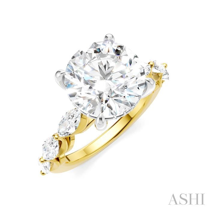 ASHI Round Shape Semi-Mount Diamond Engagement Ring 192A1PPFHYW-SM-RD4