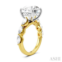 ASHI Round Shape Semi-Mount Diamond Engagement Ring 192A1PPFHYW-SM-RD5