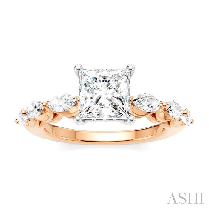 ASHI Princess Shape Semi-Mount Diamond Engagement Ring 192A2PPFHPW-SM-PN1