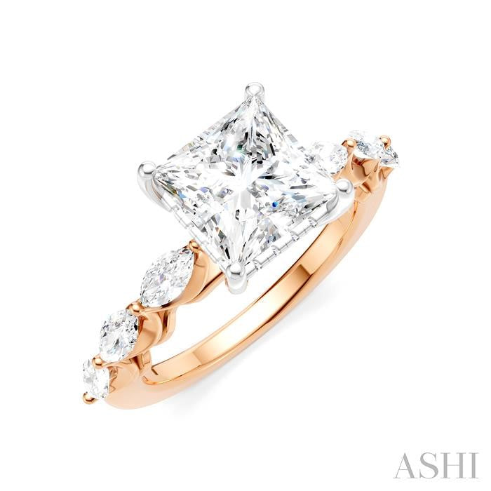ASHI Princess Shape Semi-Mount Diamond Engagement Ring 192A2PPFHPW-SM-PN2
