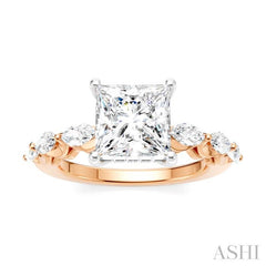 ASHI Princess Shape Semi-Mount Diamond Engagement Ring 192A2PPFHPW-SM-PN2