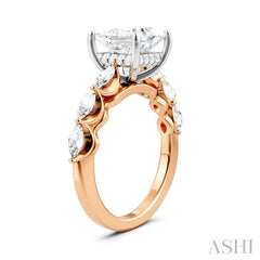 ASHI Princess Shape Semi-Mount Diamond Engagement Ring 192A2PPFHPW-SM-PN2