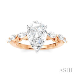 ASHI Pear Shape Semi-Mount Diamond Engagement Ring 192A2PPFHPW-SM-PR2