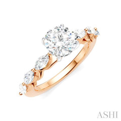 ASHI Round Shape Semi-Mount Diamond Engagement Ring 192A2PPFHPW-SM-RD1