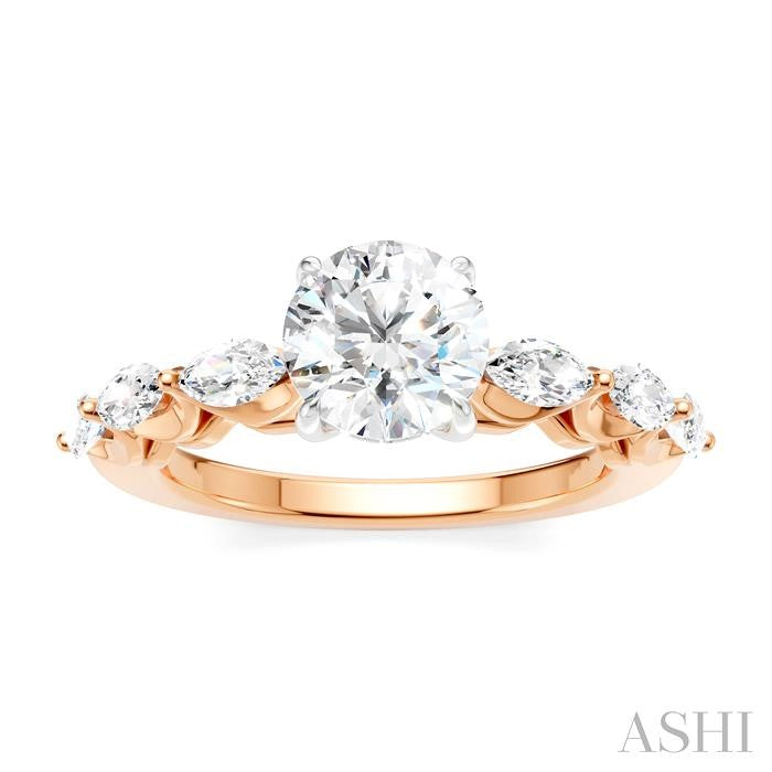 ASHI Round Shape Semi-Mount Diamond Engagement Ring 192A2PPFHPW-SM-RD1