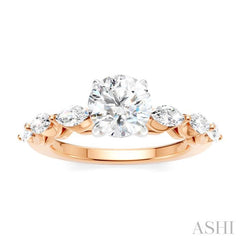 ASHI Round Shape Semi-Mount Diamond Engagement Ring 192A2PPFHPW-SM-RD1
