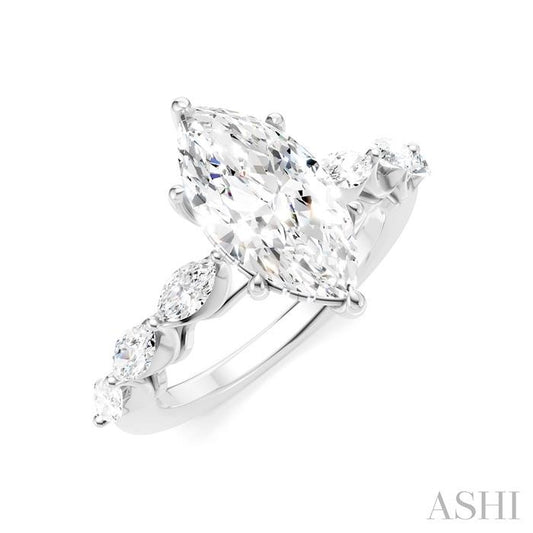 ASHI Marquise Shape Semi-Mount Diamond Engagement Ring 192A2PPFHWG-SM-MQ2