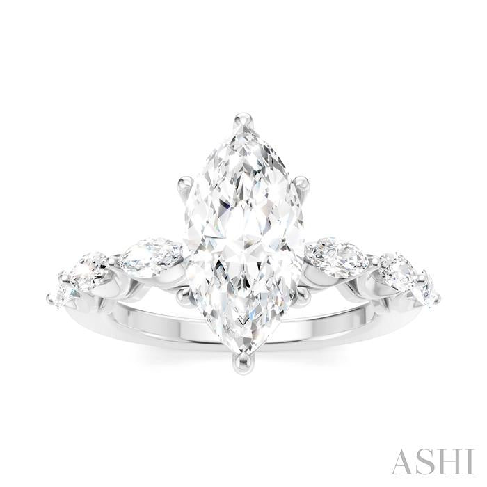ASHI Marquise Shape Semi-Mount Diamond Engagement Ring 192A2PPFHWG-SM-MQ2