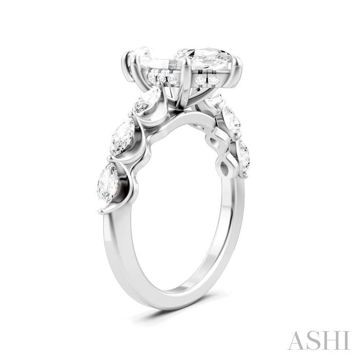 ASHI Marquise Shape Semi-Mount Diamond Engagement Ring 192A2PPFHWG-SM-MQ2